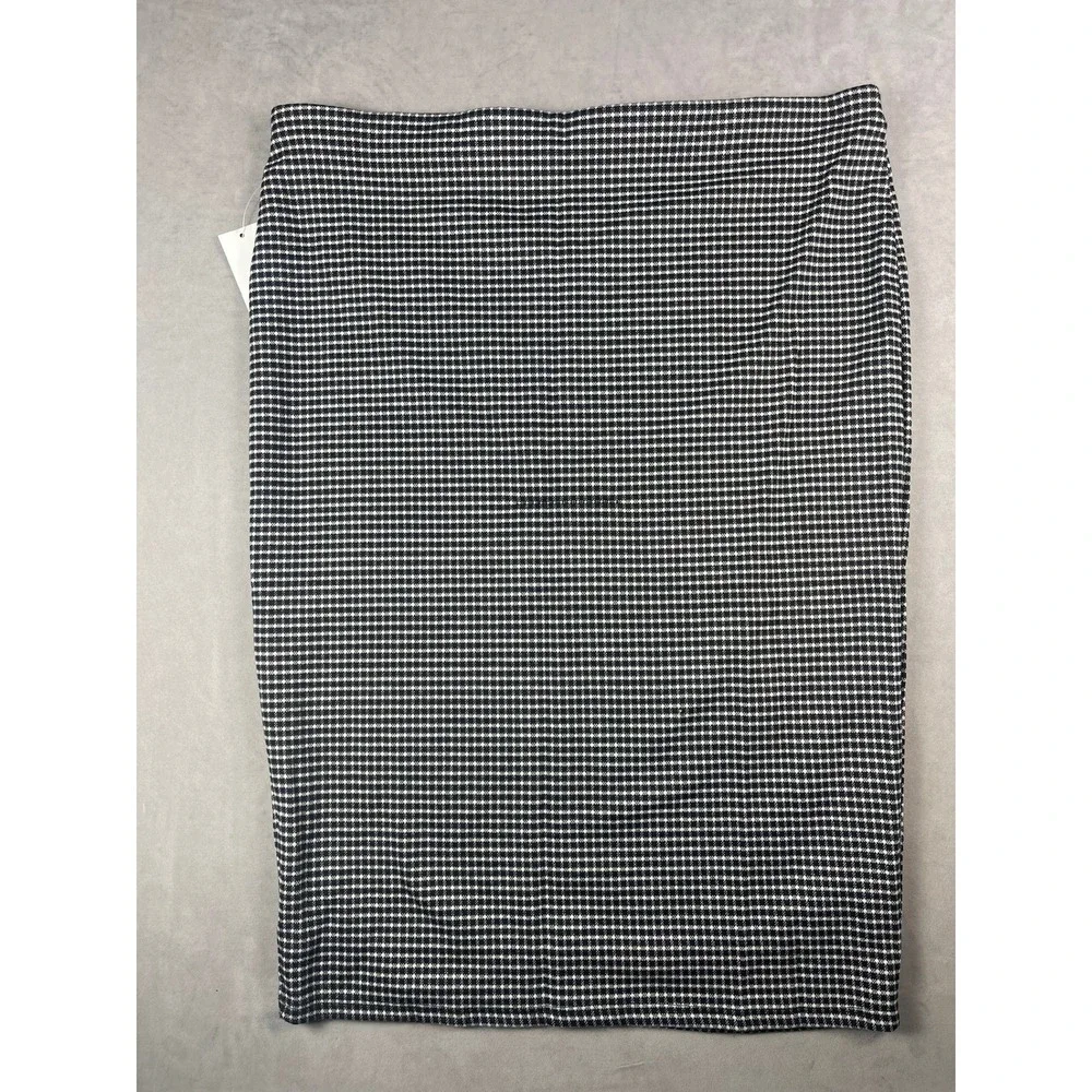CeCe Autumn Blooms Black White‎ Micro Check Pencil Skirt XL NWT 7058801